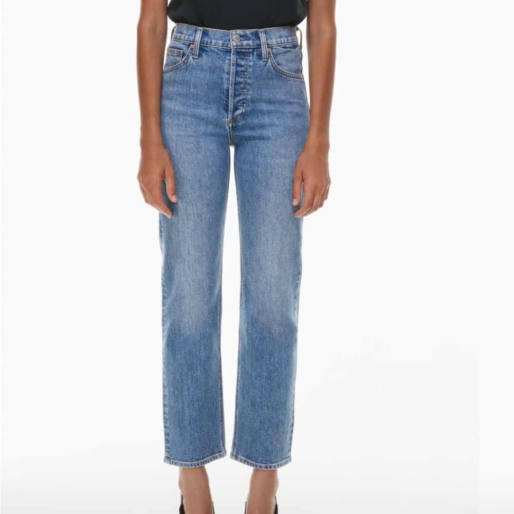 Denim Forum Light Blue The Arlo High Rise Straight Jeans